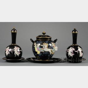 Four Staffordshire Black Glazed Etruscan Wares