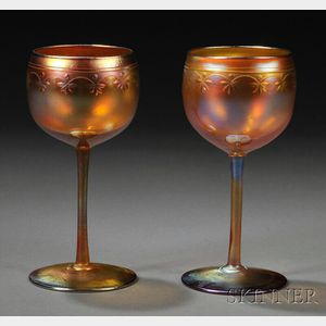 Two Tiffany Favrile Goblets