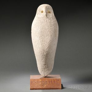 Large Painted Snowy Owl Carving