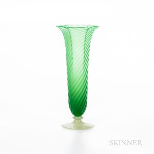 Steuben Green Jade and Alabaster Glass Vase