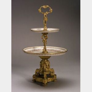 Ormolu Mounted Sevres-style Two-Tier Cake Stand