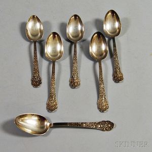 Six Gorham "Medici" Pattern Sterling Silver Tablespoons