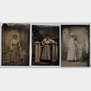 Three Tintypes Depicting Standing African American Women