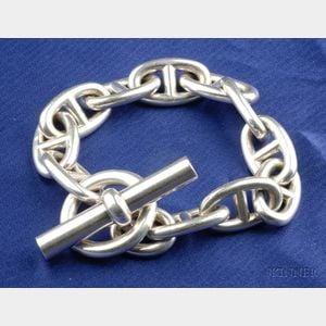 Sterling Silver Anchor Chain Bracelet, Hermes, Paris