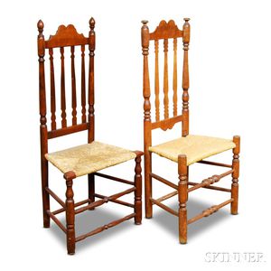 Two Maple Bannister-back Side Chairs