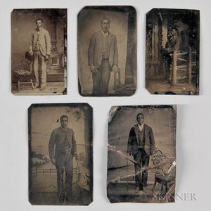 Five Tintypes Depicting Standing African American Men