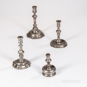 Four Early Pewter Candlesticks
