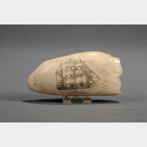 Engraved Whale's Tooth Depicting a Bark
