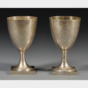 Near Pair of George III Silver Goblets
