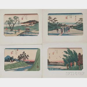 Utagawa Hiroshige (1797-1868),Four Woodblock Prints