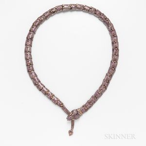 Margot de Taxco Enameled Silver Snake Necklace/Belt