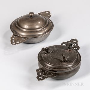 William and Mary Commemorative Two-handled Porringer and Another Two-handled Porringer