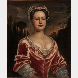 British School, 18th Century Portrait of a Woman in a Rose-colored Gown
