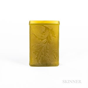 Steuben Yellow Jade Acid-etched Glass Vase