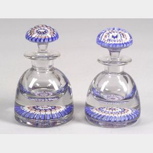 Two Glass Paperweight-type Inkwells
