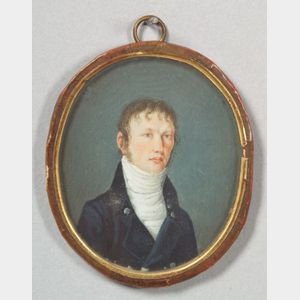 American School, 19th Century Miniature Portrait of a Gentleman.