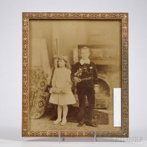Framed Photograph of Two Child Prodigies, Possibly Yehudi Menuhin and His Sister