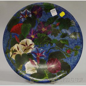 Hand-painted Floral-decorated Earthenware Plaque