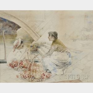 J. Charles Arter (American, 1860-1923) The Flower Vendor and Gondolier