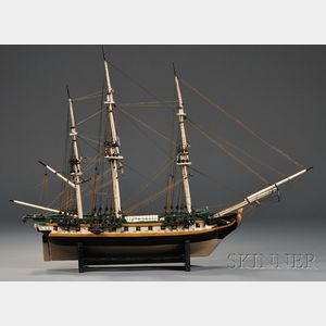 Painted Wood Model of an 18th Century British Royal Navy Frigate