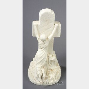 Staffordshire Parian Figure with Monument