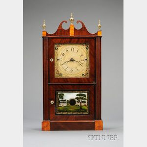 Mahogany Reeded Column and Scroll Clock by Norris North & Company