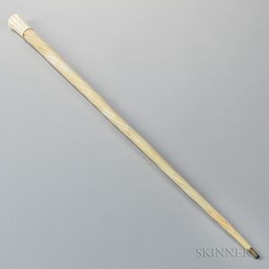 Carved Narwhal Tusk and Whale Ivory Cane