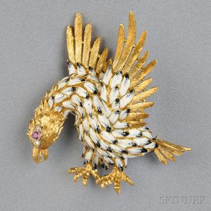 18kt Gold and Enamel Figural Brooch