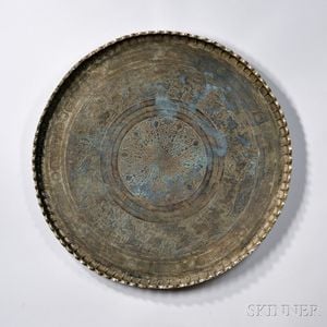Silvered Copper Moroccan Table Tray