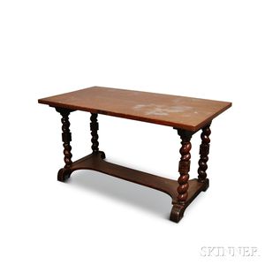 Baroque-style Carved Oak Library Table