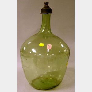 Green Blown Glass Bottle