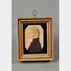 Attributed to Charles Balthazar Julien Ferret de Saint-Memen (French/American, 1770-1852) Portrait Miniature of a Gentle...