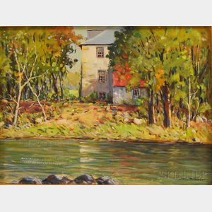 John F. Enser (American, 1898-1968) House by a River.