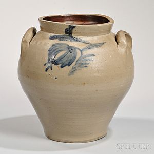 Cobalt-decorated Four-gallon Stoneware Jar