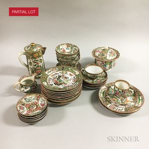 Approximately Forty-five Pieces of Rose Medallion Porcelain Tableware. 