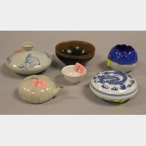 Six Pieces of Asian Porcelain and Pottery.