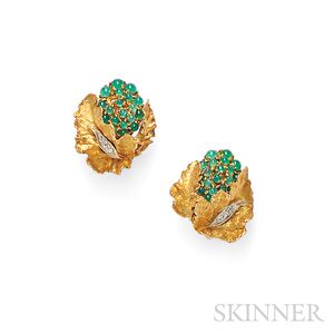 18kt Gold, Chrysoprase, and Diamond Earclips