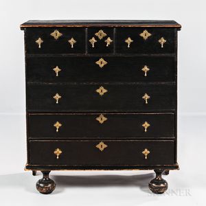 Black-painted Chest over Two Drawers