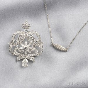 Platinum and Diamond Pendant/Brooch