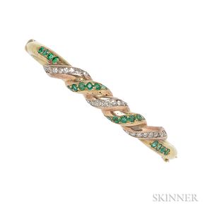 14kt Gold, Emerald, and Diamond Bracelet