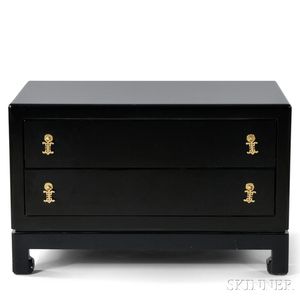Modernist Black-lacquered Low Chest