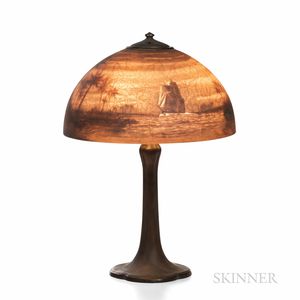 Handel Reverse-painted Landscape Table Lamp