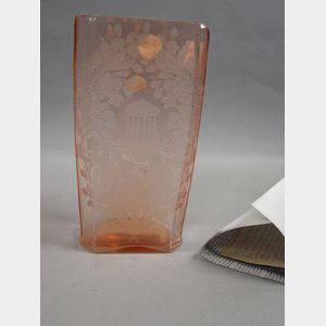 Lobmeyr Pink Pressed Glass Vase.