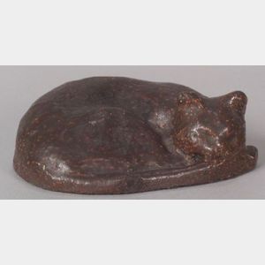 Sleeping Cat Sewertile Pottery Figure