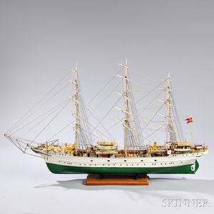 Painted Wood Ship Model of the Danmark