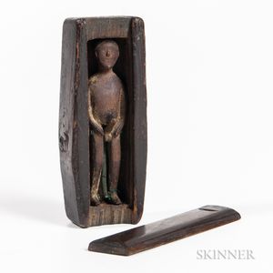 Small Carved Slide-lid Trick Box with Erotic Male Figure