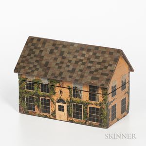 Polychrome Painted House-form Tea Caddy