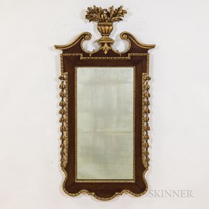 Chippendale-style Carved and Gilt Mahogany Veneer Mirror