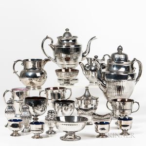 Fourteen Pieces of Staffordshire Silver Lustre Tableware
