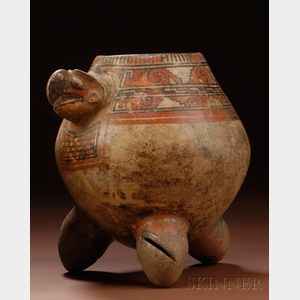 Pre-Columbian Painted Pottery Turtle Urn